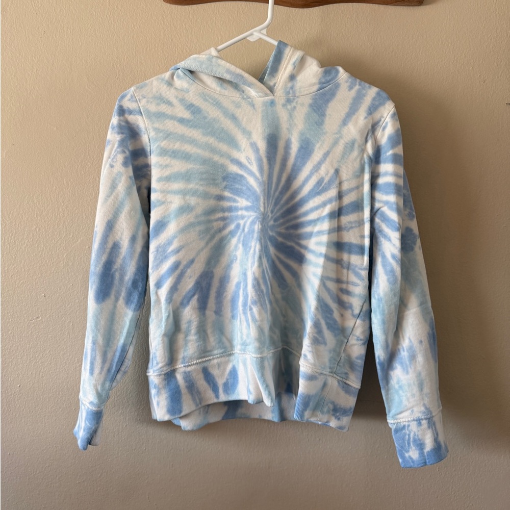 J. Crew Blue and White Spiral Tie Dye French Terry 100% Cotton Hoodie Size S